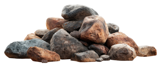 A pile of assorted smooth stones of various sizes, with natural colors, against a solid black background