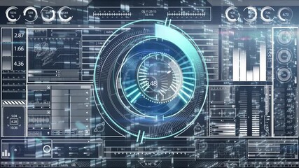 Animation of scope scanning and data processing on black background - Powered by Adobe