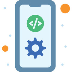 Obraz premium Smartphone with coding and settings icons