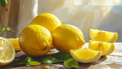 lemons on a wooden table