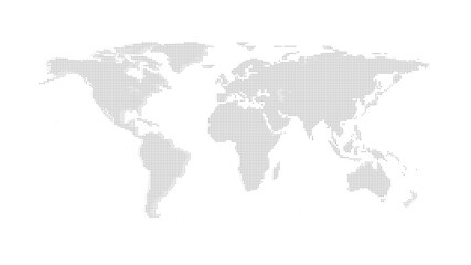 Obraz premium Dotted grey world map vector illustration isolated on a white background