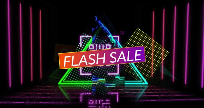 Animation of qr code over flash sale text