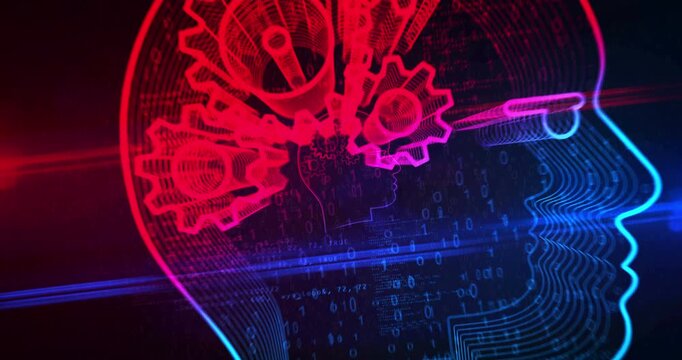 Artificial intelligence Ai head icon looped abstract digital object. Cyber  technology concept symbol seamless loop animation.