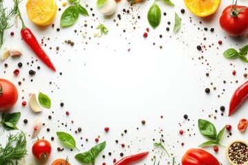 Fresh Ingredients for Cooking Border Arrangement