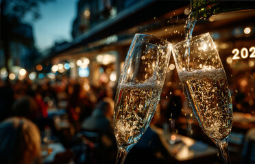 Close-up Photo of Champagne Toast for New Year 2026 Celebration