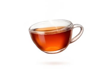 Glass Cup Filled with Tea on transparent background with Vapor Wave