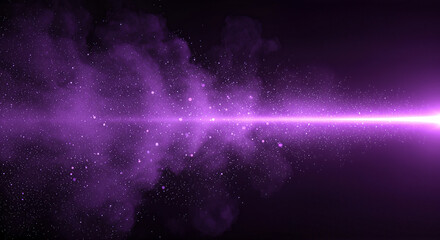 glowing purple light trail in space with nebula and stars, vibrant cosmic background