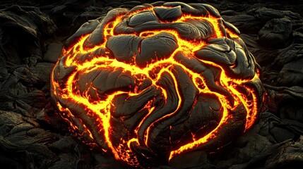 Abstract representation of flowing molten lava streams with glowing hot orange and yellow textures forming intricate patterns