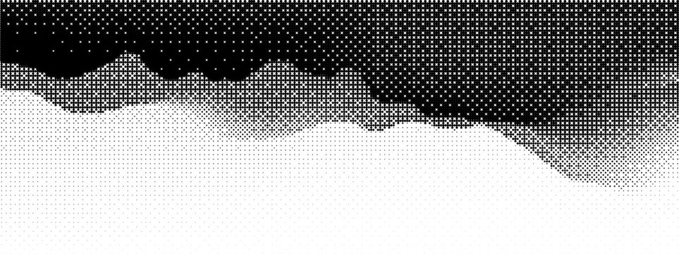 Pixel dither game with bitmap gradient and bg black for bit pattern background. 8 grid shape and graphic blend with overlay halfton and halftone vintage illustration. Digital geometric and computer tv