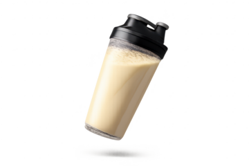 Protein shake, fitness drink, with transparent background, studio shot.