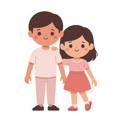 Cute Minimal Flat Vector Illustration of Business Partner Couple Standing Together Showing Professional Support, Teamwork and Corporate Collaboration Concept