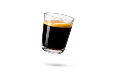 Espresso shot in a glass, isolated on a transparent background shot.