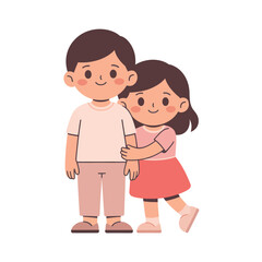 Cute Minimal Flat Vector Illustration of Business Couple Hugging Representing Supportive Teamwork, Trust and Positive Corporate Relationship