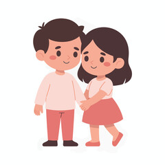 Obraz premium Cute Minimal Flat Vector Illustration of Friendly Business Couple Representing Support, Trust, Teamwork and Positive Workplace Relationship