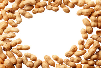 Peanut Shell Frame isolated on a transparent background with Copy Space