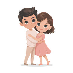 Stylized Young Adult Couple Sitting Side by Side Representing Casual Relationship, Comfort, Trust and Everyday Lifestyle Illustration