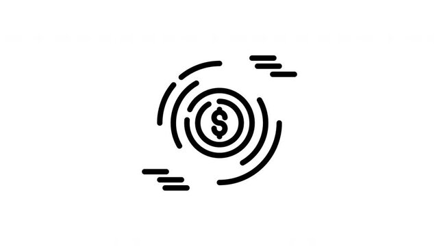 Financial instability concept with a dollar sign amidst broken concentric circles and lines. Ideal for economic crisis illustrations and financial articles.
