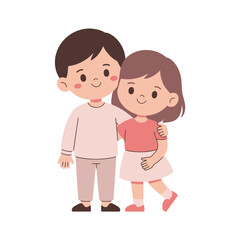 Cute Minimal Flat Vector Illustration of Young Couple Sitting Together Representing Sweet Bond, Friendship and Peaceful Mood