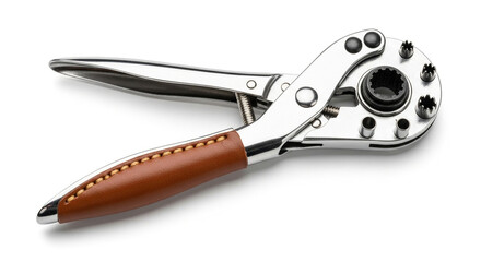 Obraz premium Adjustable wrench with a brown handle, a versatile tool for tightening and loosening fasteners