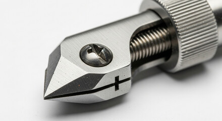 Closeup of a metal lathe center, a precision tool used for woodworking and metalworking