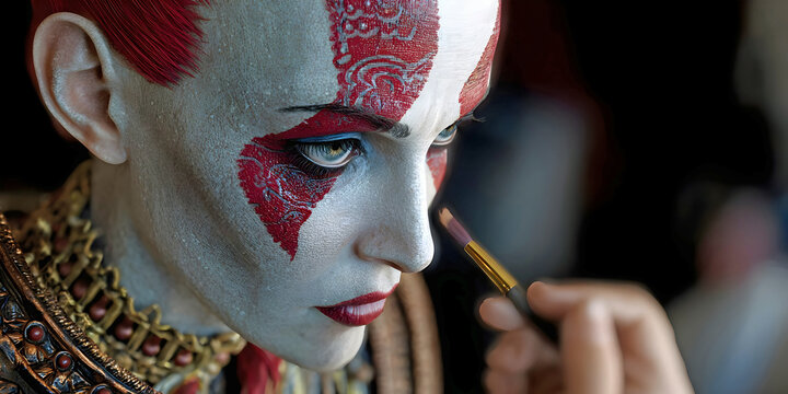  Fire and Ash with Face Paint Make Up, ai generated.