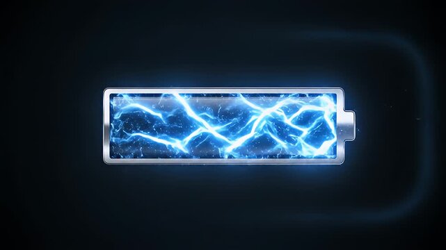Electricity Charging Battery Icon with Lightning Effects.