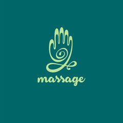 Vector logo design template for massage salon. Hand icon.	

