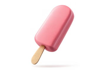 Strawberry ice cream bar on a transparent background, summer treat.