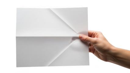 Hand holding transparent acrylic sheet isolated on transparent background