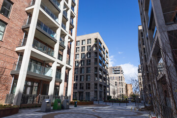 Modern Urban Street with Contemporary Apartment Buildings