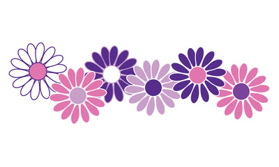 Set of colorful simple flowers