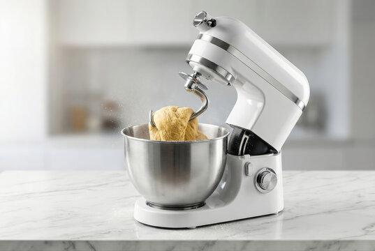 Amasadora el&eacute;ctrica trabajando masa de pan
