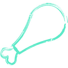 Teal Chicken Leg Outline Brush Stroke Icon