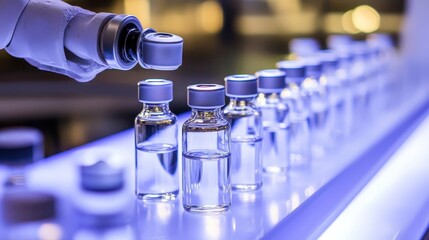 Robotic arm precisely places vials into an automated laboratory system