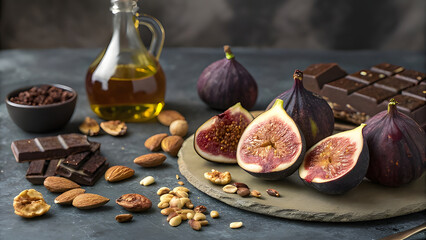 fresh figs on wooden table