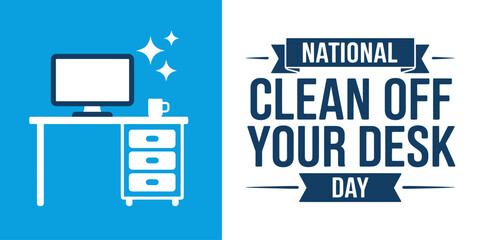 National Clean Off Your Desk Day Illustration with Office Setup