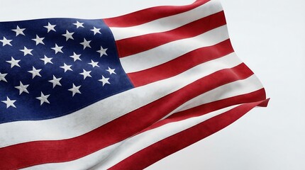 Obraz premium American flag waving fabric close up white background patriotic symbol