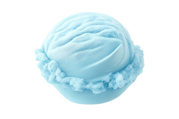 Light blue ice cream scoop on a transparent background summer dessert.