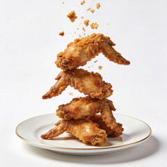 Crispy chicken on white background