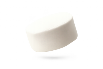 Cream colored cylinder with transparent background for design projects.