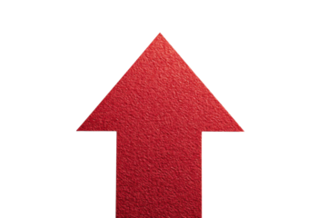A large red arrow pointing upwards on a black background
