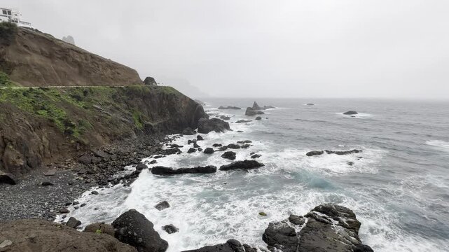 Rainy Atlantic coast at Alm&aacute;ciga near Taganana, Tenerife