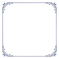 A minimalist purple border design with floral accents on a white background