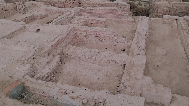 Vadnagar archaeological ruins Gujarat India showing ancient brick structures and excavation remains, historic civilization site ideal for history, culture, education and heritage research concepts.