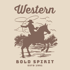 Western cowboy on horseback