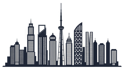 Obraz premium Modern city skyline with sleek skyscrapers and towers