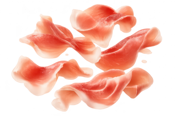 Delicious Jamon Slices on a transparent background, ready for use.