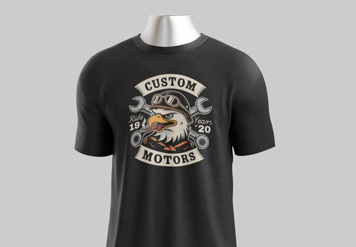 Custom Motors Biker Tshirt Design With Vintage Motorcycle Club Graphic