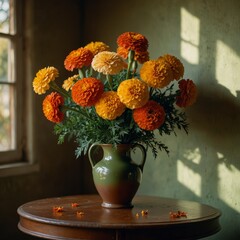 Marigolds in vase