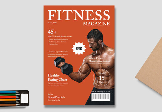 Fitness Magazine Cover Page Template Layout